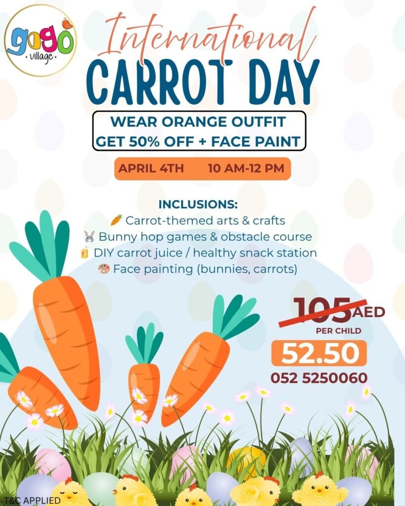 🥕 International Carrot Day Event in Dubai – Fun Kids Activities Poster