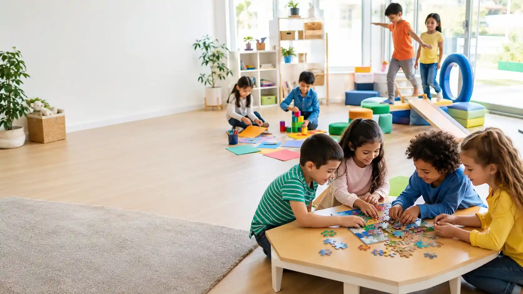 Children improving problem-solving through play-based learning, arts and crafts, and summer camp activities in Dubai
